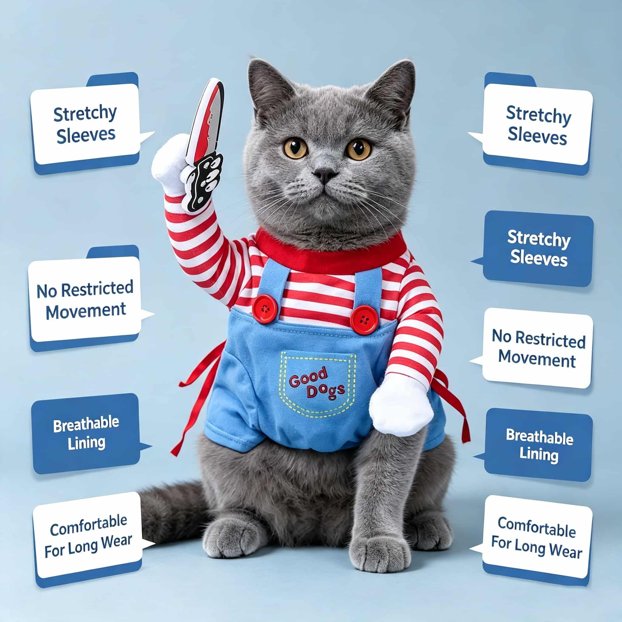 Cosplay Prop Blueprints - Halloween Pet Dog Chucky Costume Funny