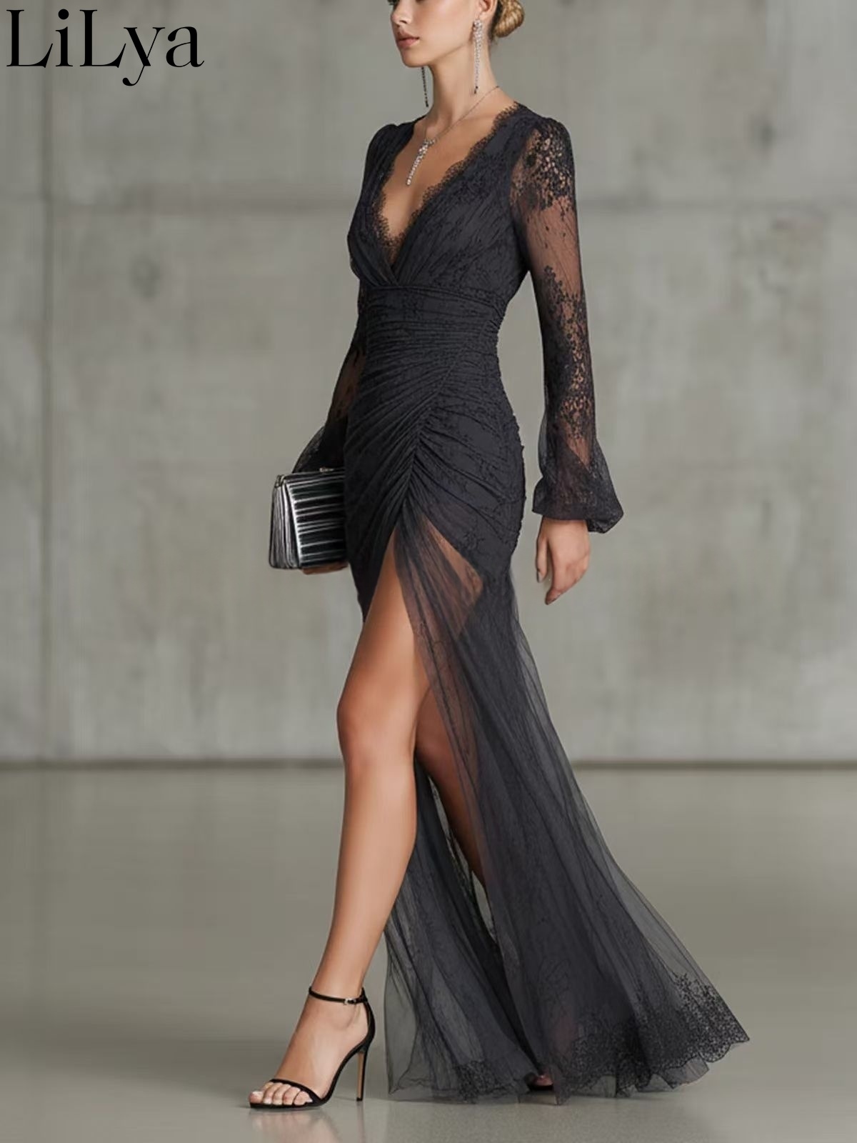 Black Lace Evening Dress Woman - Briar Cosplay Prop review and price